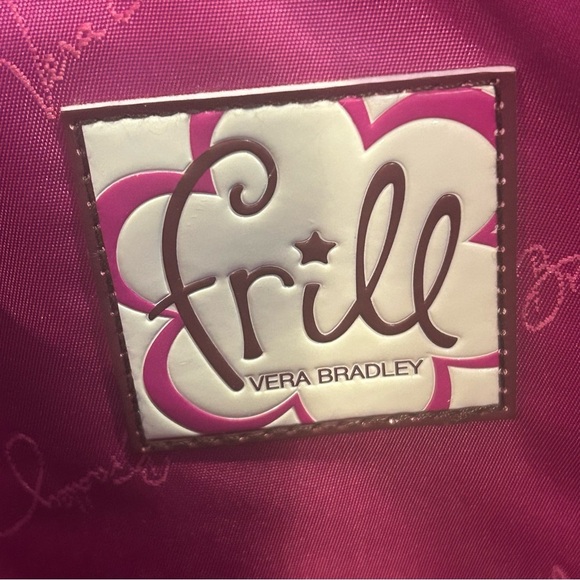 Vera Bradley Frill Vinyl Messenger Bag in Plum Petals Expandable Pockets Laptop - Picture 6 of 11